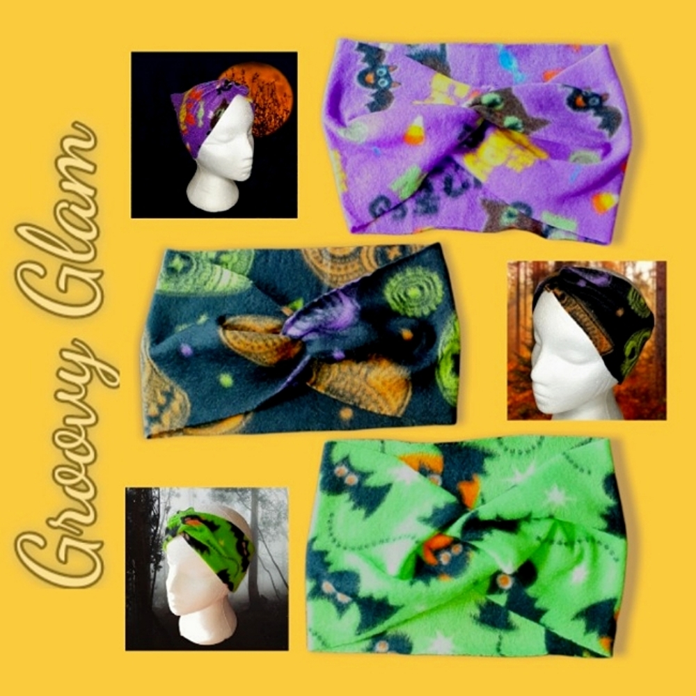 GROOVY GLAM Lot of 3 Halloween Wide Twist Knot Headbands Variety Pack